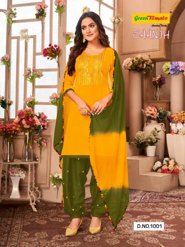 Green Tomato Saanjh Patiyala Wear Ready Made Collection